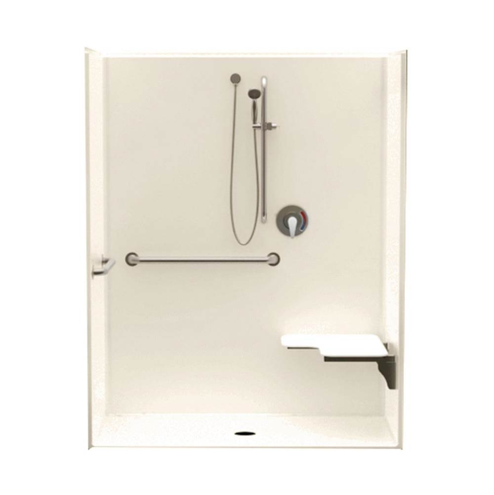Henry Kitchen and BathAquatic16030BFSC 60 x 30 AcrylX Alcove Center Drain One-Piece Shower in Almond