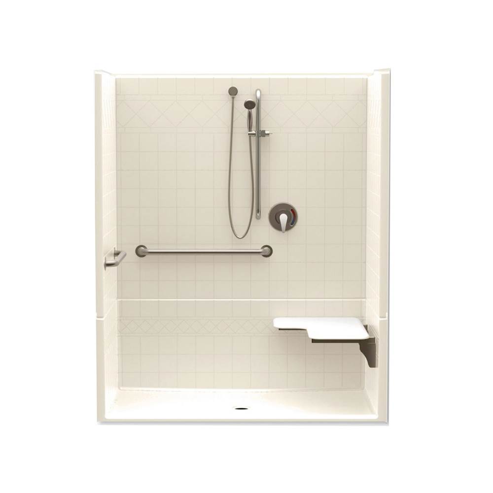 Henry Kitchen and BathAquaticF1604P 60 x 34 AcrylX Alcove Center Drain Four-Piece Shower in Almond