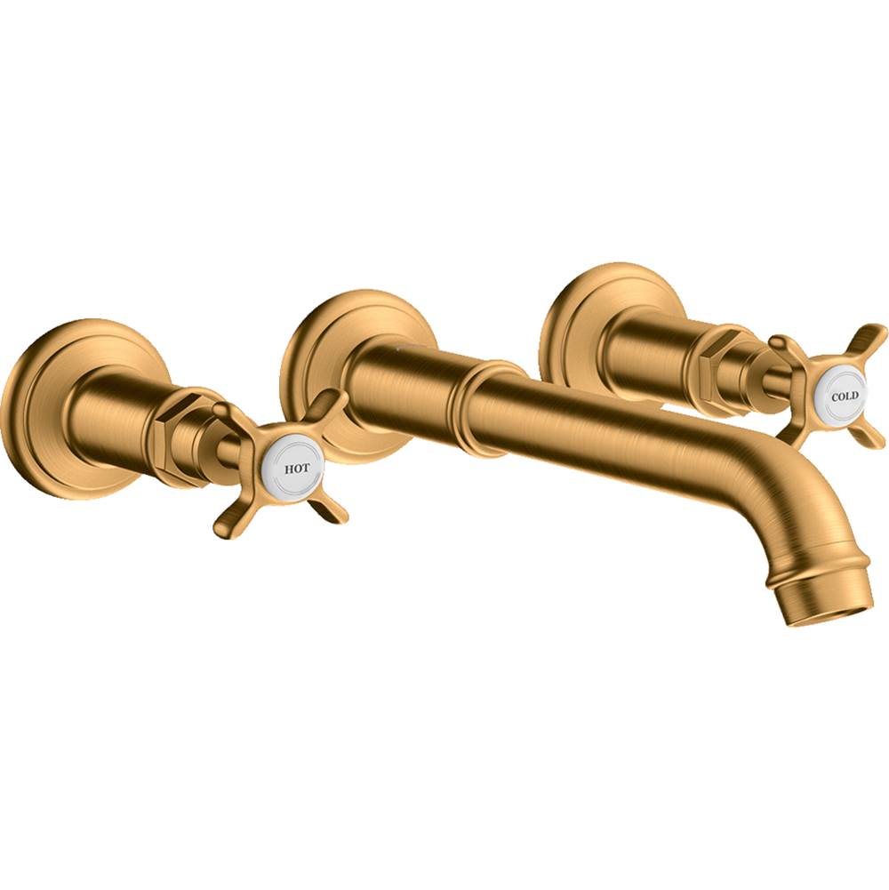 Henry Kitchen and BathAxorMontreux Wall-Mounted Widespread Faucet Trim with Cross Handles, 1.2 GPM in Brushed Gold Optic