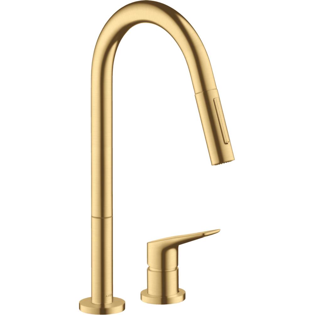 Henry Kitchen and BathAxorCitterio M 2-Hole Single-Handle Kitchen Faucet 2-Spray Pull-Down, 1.75 GPM in Brushed Gold Optic