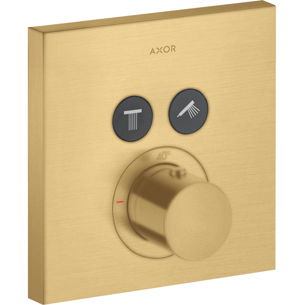 Henry Kitchen and BathAxorShowerSelect Thermostatic Trim Square for 2 Functions in Brushed Gold Optic