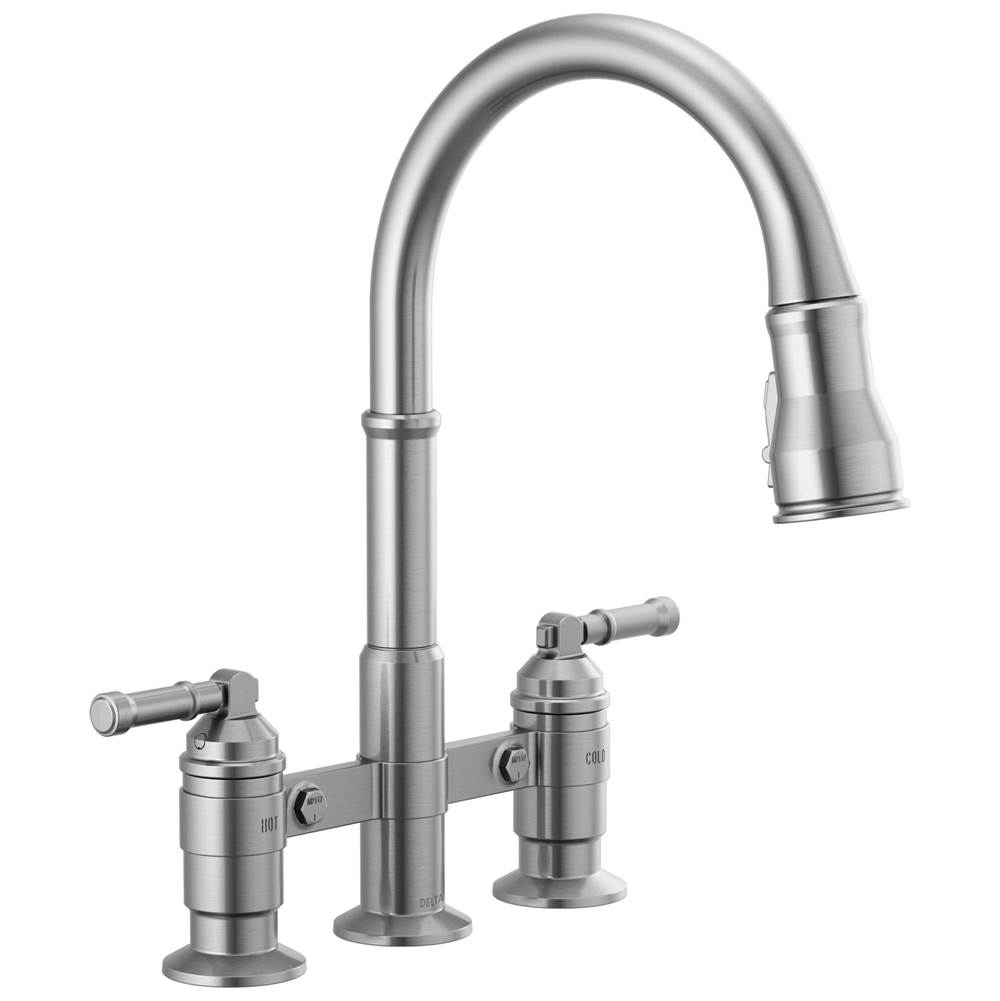 Henry Kitchen and BathDelta FaucetBroderick™ Two Handle Pull-Down Bridge Kitchen Faucet