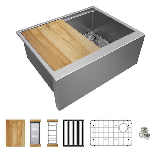 Henry Kitchen and BathElkay Reserve SelectionCrosstown 16 Gauge Workstation Stainless Steel 25-7/8'' x 20-1/4'' x 9-7/16'' Single Bowl Farmhouse Sink Kit