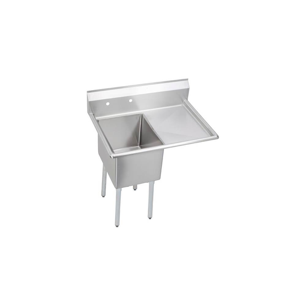Henry Kitchen and BathElkayDependabilt Stainless Steel 38-1/2'' x 29-13/16'' x 43-3/4'' 16 Gauge One Compartment Sink w/ 18'' Right Drainboard and Stainless Steel Legs
