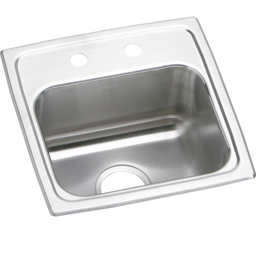 Henry Kitchen and BathElkayLustertone Classic Stainless Steel 15'' x 15'' x 7-1/8'', MR2-Hole Single Bowl Drop-in Bar Sink with 3-1/2'' Drain