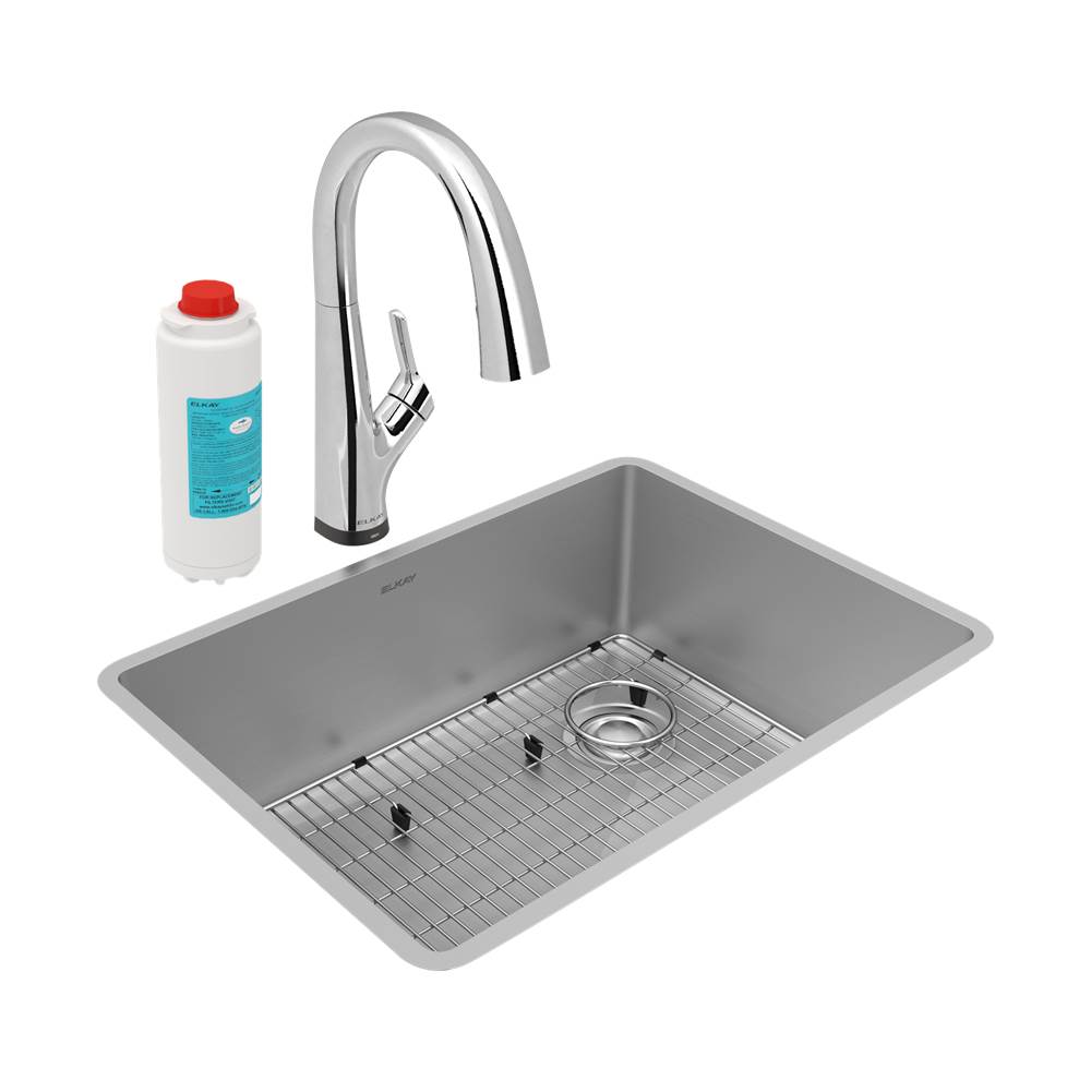 Henry Kitchen and BathElkayCrosstown 18 Gauge Stainless Steel 25-1/2'' x 18-1/2'' x 9'', Single Bowl Undermount Sink Kit with Filtered Faucet