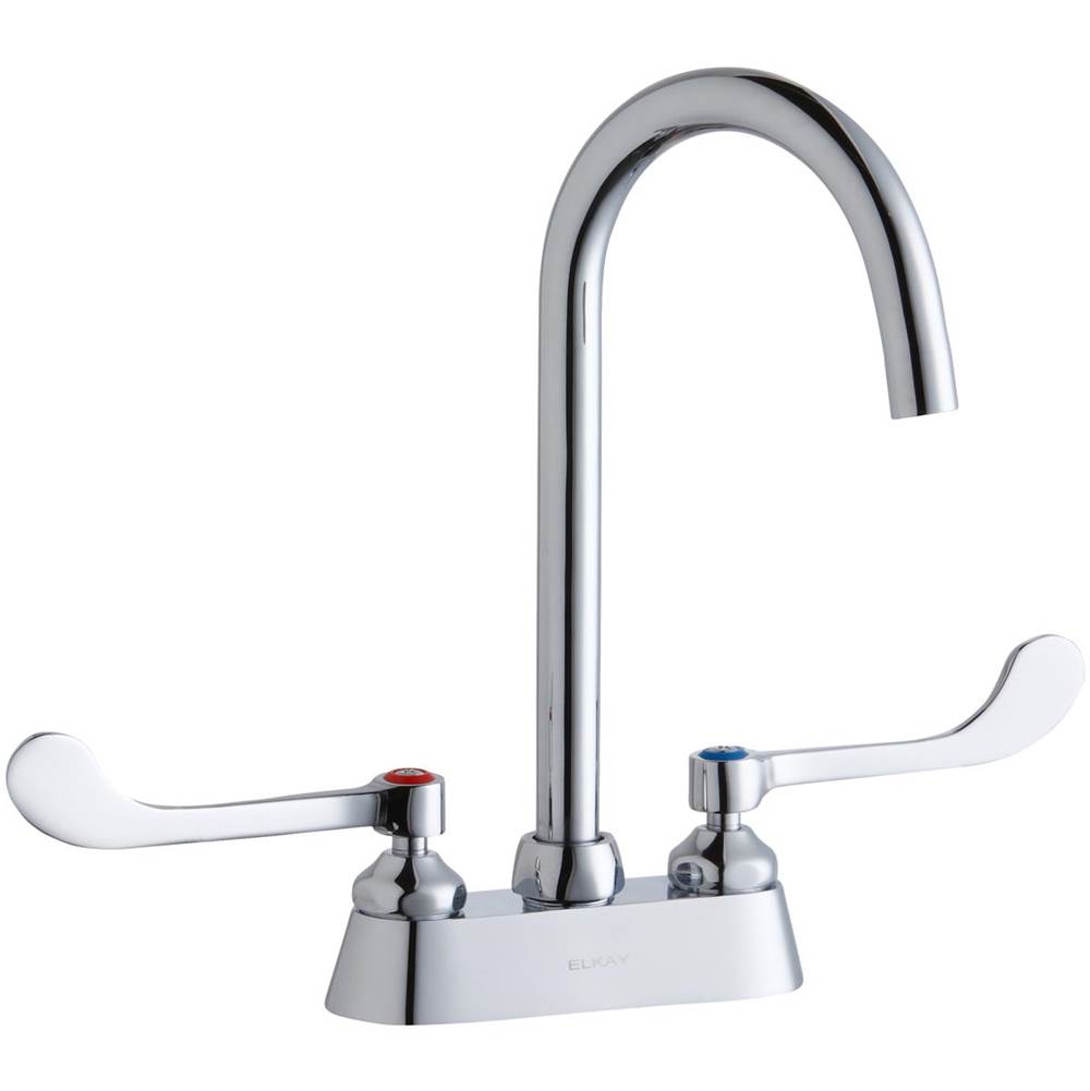 Henry Kitchen and BathElkay4'' Centerset with Exposed Deck Laminar Flow Faucet with 5'' Gooseneck Spout 6'' Wristblade Handles Chrome