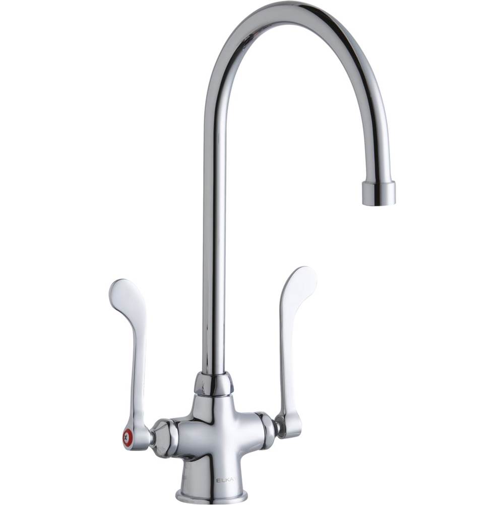 Henry Kitchen and BathElkaySingle Hole with Concealed Deck Faucet with 8'' Gooseneck Spout 6'' Wristblade Handles Chrome