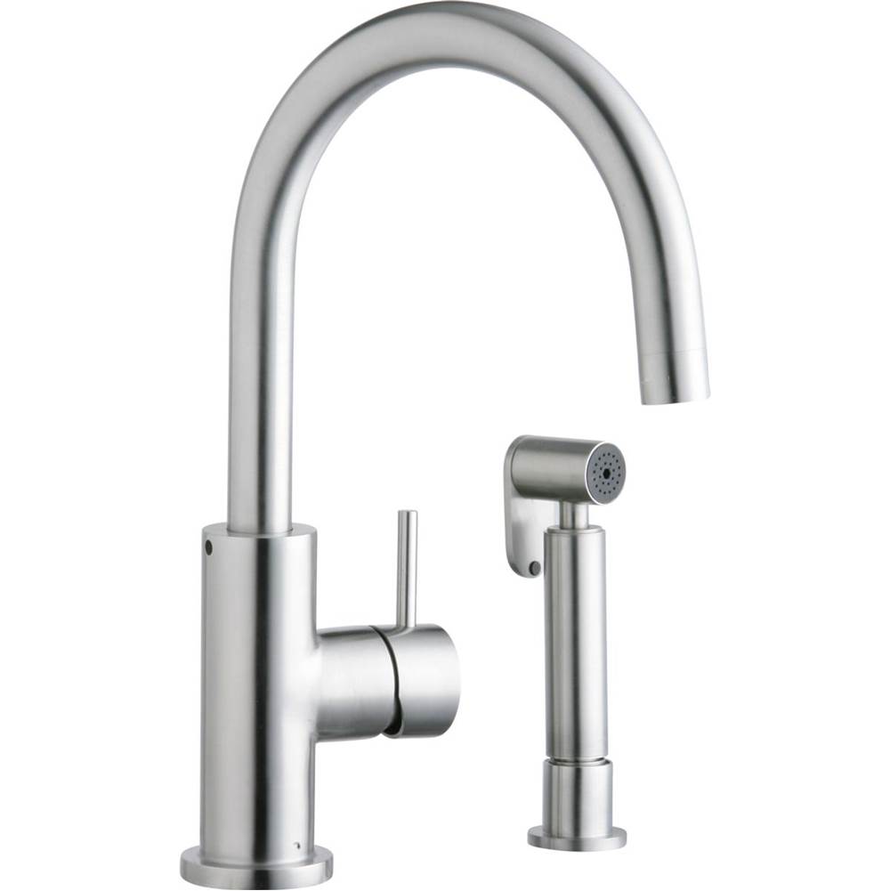 Henry Kitchen and BathElkayAllure Single Hole Kitchen Faucet with Lever Handle and Side Spray Satin Stainless Steel