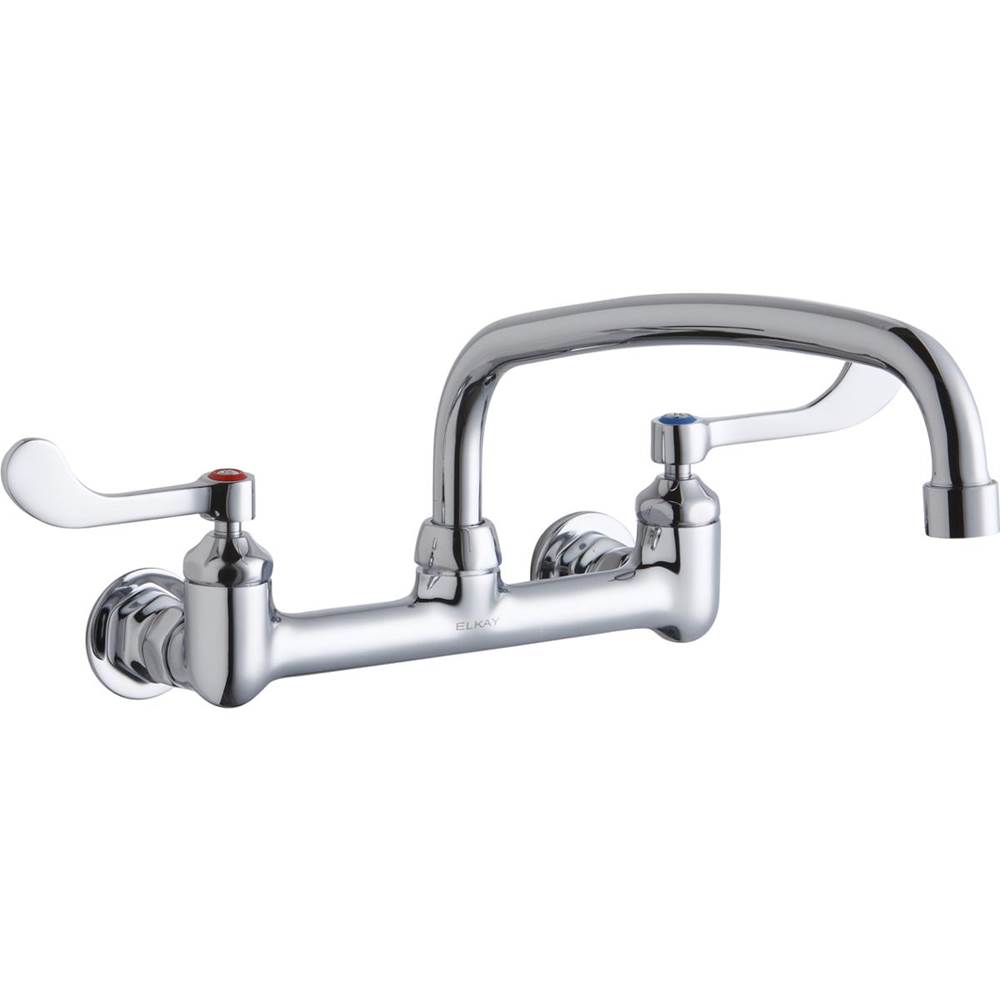 Henry Kitchen and BathElkayFoodservice 8'' Centerset Wall Mount Faucet with 12'' Arc Tube Spout 4'' Wristblade Handles 1/2in Offset Inlets