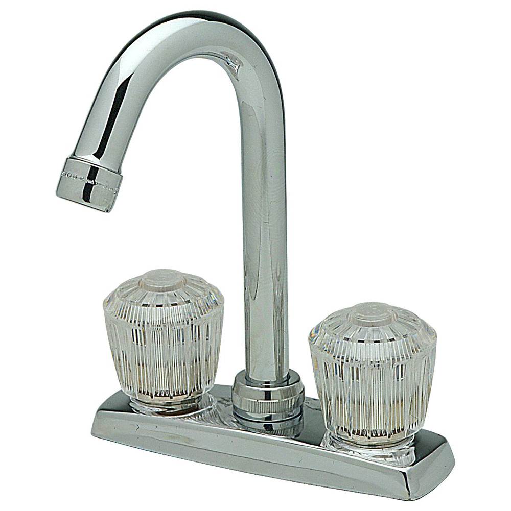 Henry Kitchen and BathElkay4'' Centerset Deck Mount Faucet with Gooseneck Spout and Clear Crystalac Handles Chrome