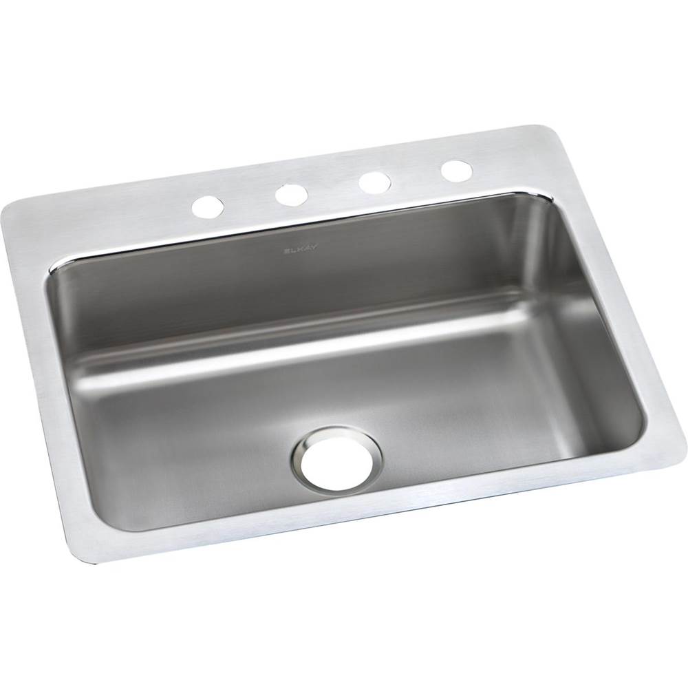 Henry Kitchen and BathElkayLustertone Classic Stainless Steel 27'' x 22'' x 8'', 4-Hole Single Bowl Dual Mount Sink