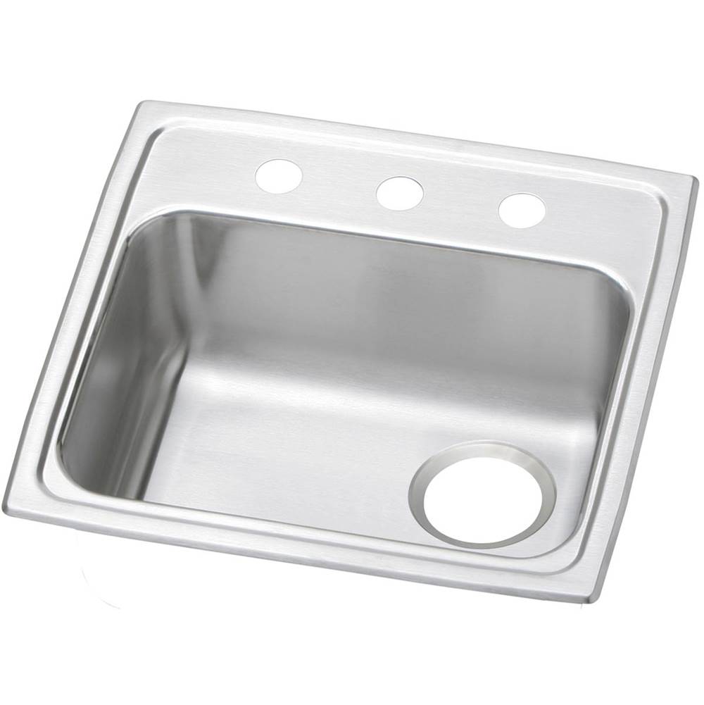 Henry Kitchen and BathElkayCelebrity Stainless Steel 19-1/2'' x 19'' x 5-1/2'', MR2-Hole Single Bowl Drop-in ADA Sink with Quick-clip and Right Drain