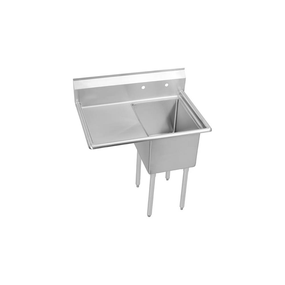 Henry Kitchen and BathElkayDependabilt Stainless Steel 42-1/2'' x 25-13/16'' x 43-3/4'' 18 Gauge One Compartment Sink w/ 20'' Left Drainboard and Stainless Steel Legs