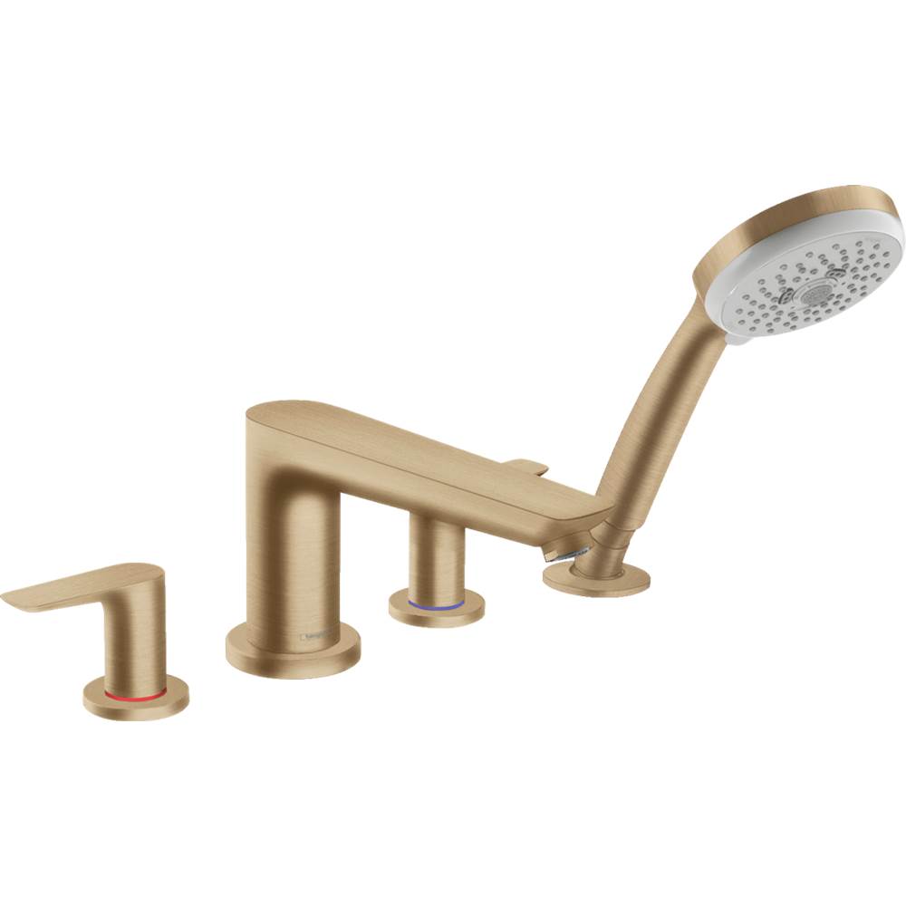 Henry Kitchen and BathHansgroheTalis E 4-Hole Roman Tub Set Trim with 1.8 GPM Handshower in Brushed Bronze