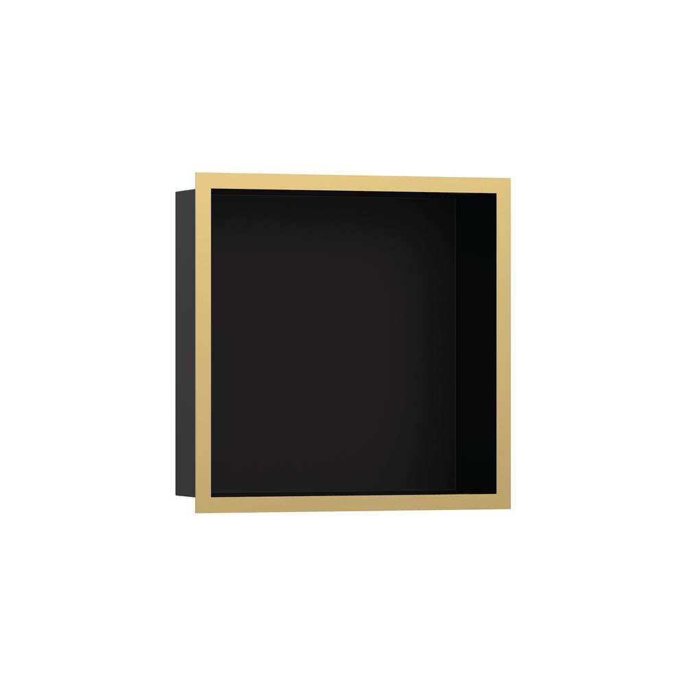 Henry Kitchen and BathHansgroheXtraStoris Individual Wall Niche Matte Black with Design Frame 12''x 12''x 4'' in Polished Gold Optic