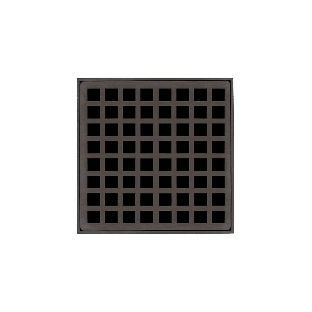 Henry Kitchen and BathInfinity Drain5'' x 5'' QD 5 Complete Kit with Squares Pattern Decorative Plate in Oil Rubbed Bronze with Cast Iron Drain Body for Hot Mop, 2'' Outlet
