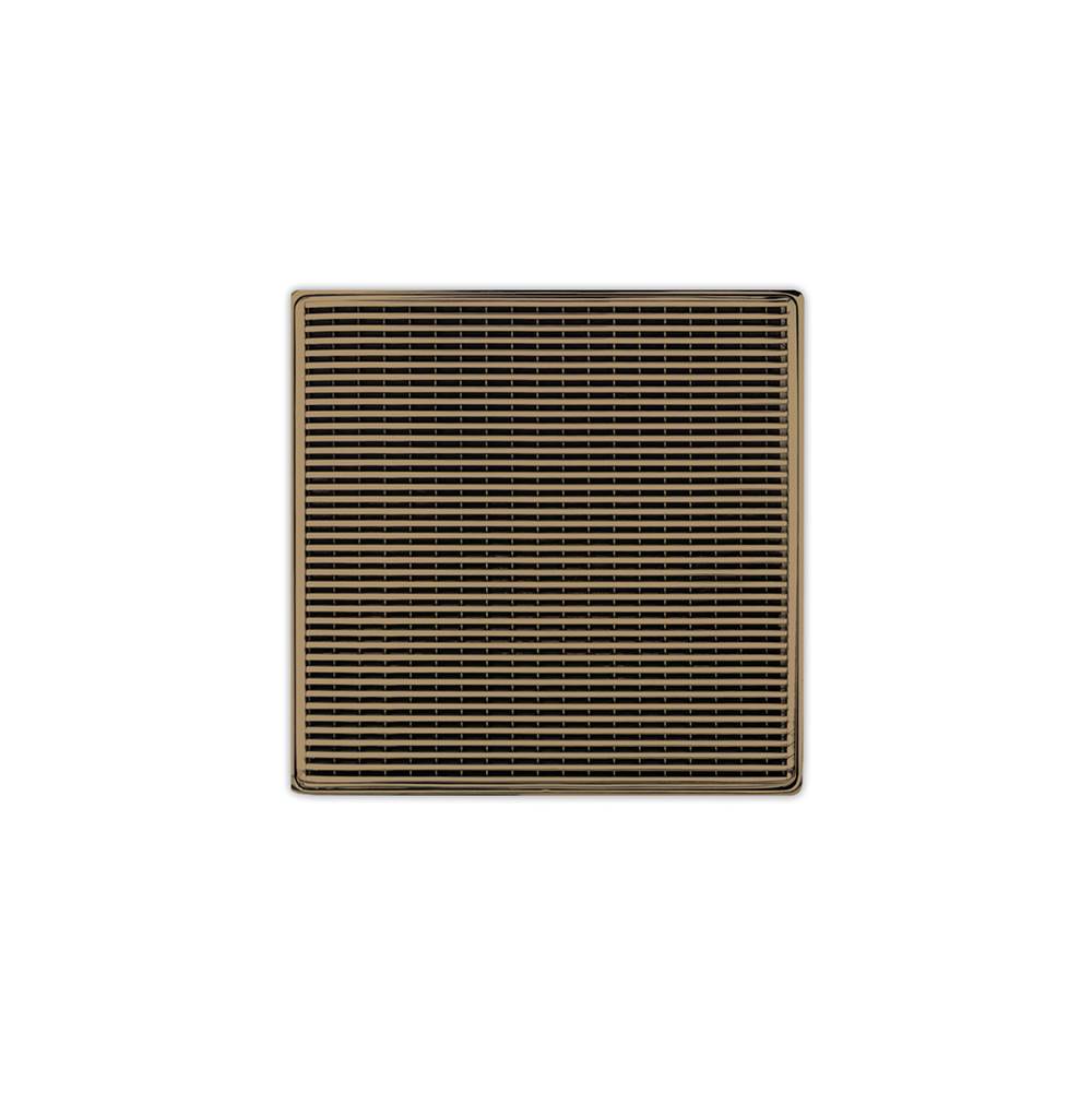 Henry Kitchen and BathInfinity Drain5'' x 5'' WD 5 Complete Kit with Wedge Wire Pattern Decorative Plate in Satin Bronze with ABS Drain Body, 2'' Outlet