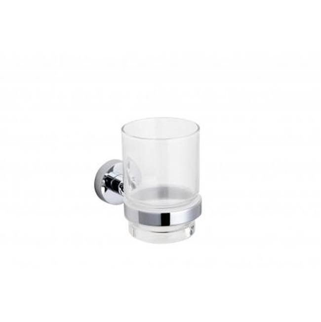 Henry Kitchen and BathKartnersOSLO - Wall Mounted Bathroom Tumbler & Toothbrush Holder with Chrome Glass-Brushed Nickel