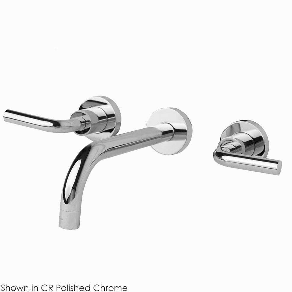Henry Kitchen and BathLacavaROUGH - Wall-mount three-hole faucet with two curved lever handles, no backplate, spout 9''.