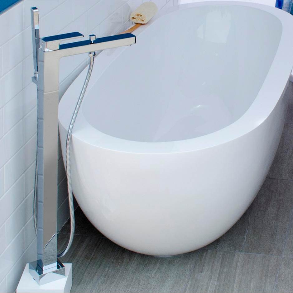 Henry Kitchen and BathLacavaFloor standing single hole tub filler with one lever handle, two way diverter and hand held shower with 59inch flexible hose.