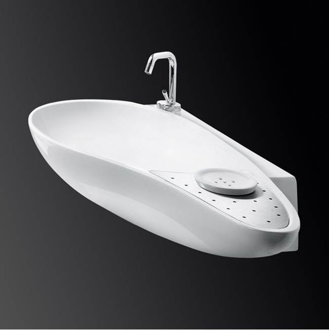 Henry Kitchen and BathLacavaWall-mount porcelain Bathroom Sink without faucet hole, no overflow. Unfinished back.38 1/2''W, 19''D, 6 1/2''H