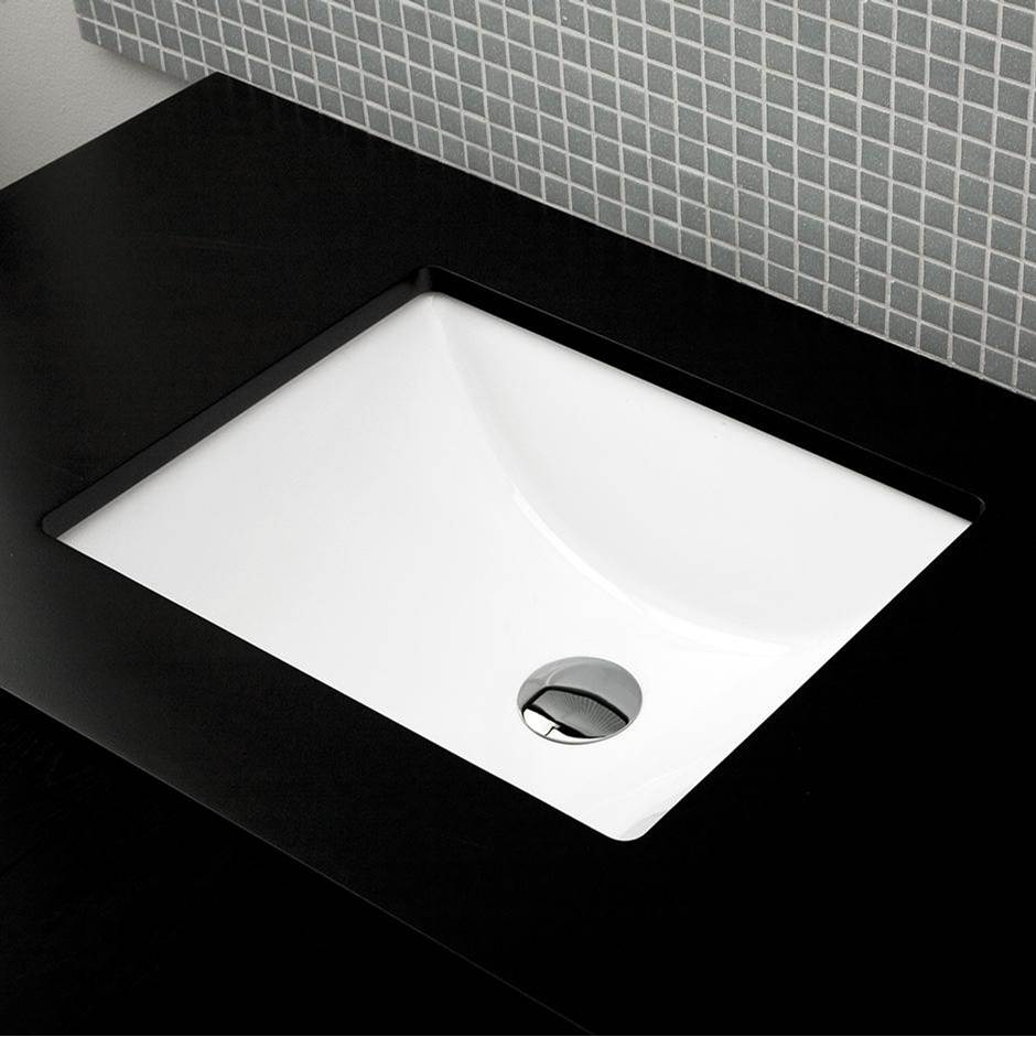 Henry Kitchen and BathLacavaUnder-counter porcelain Bathroom Sink with an overflow. Unglazed exterior. 19''W, 15''D, 8''H.