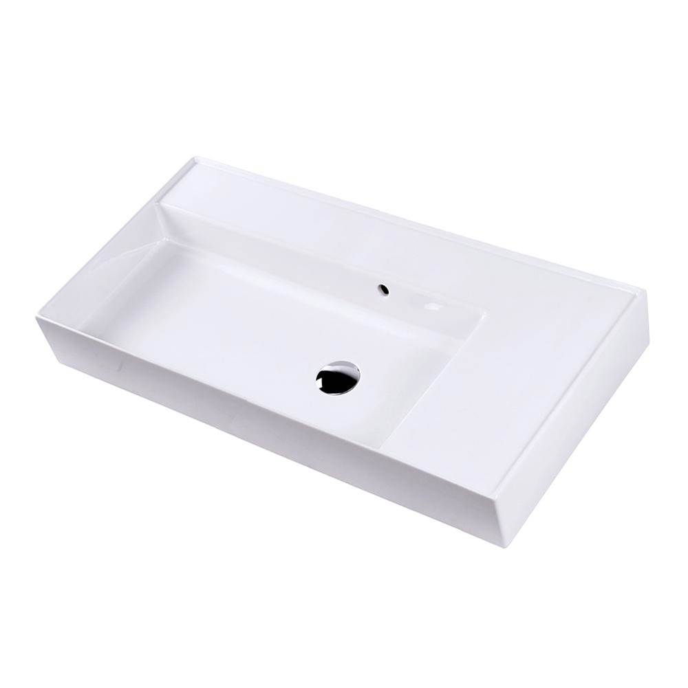 Henry Kitchen and BathLacavaWall-mount or vanity top porcelain sink with an overflow and a deck on the right-hand or left-hand side