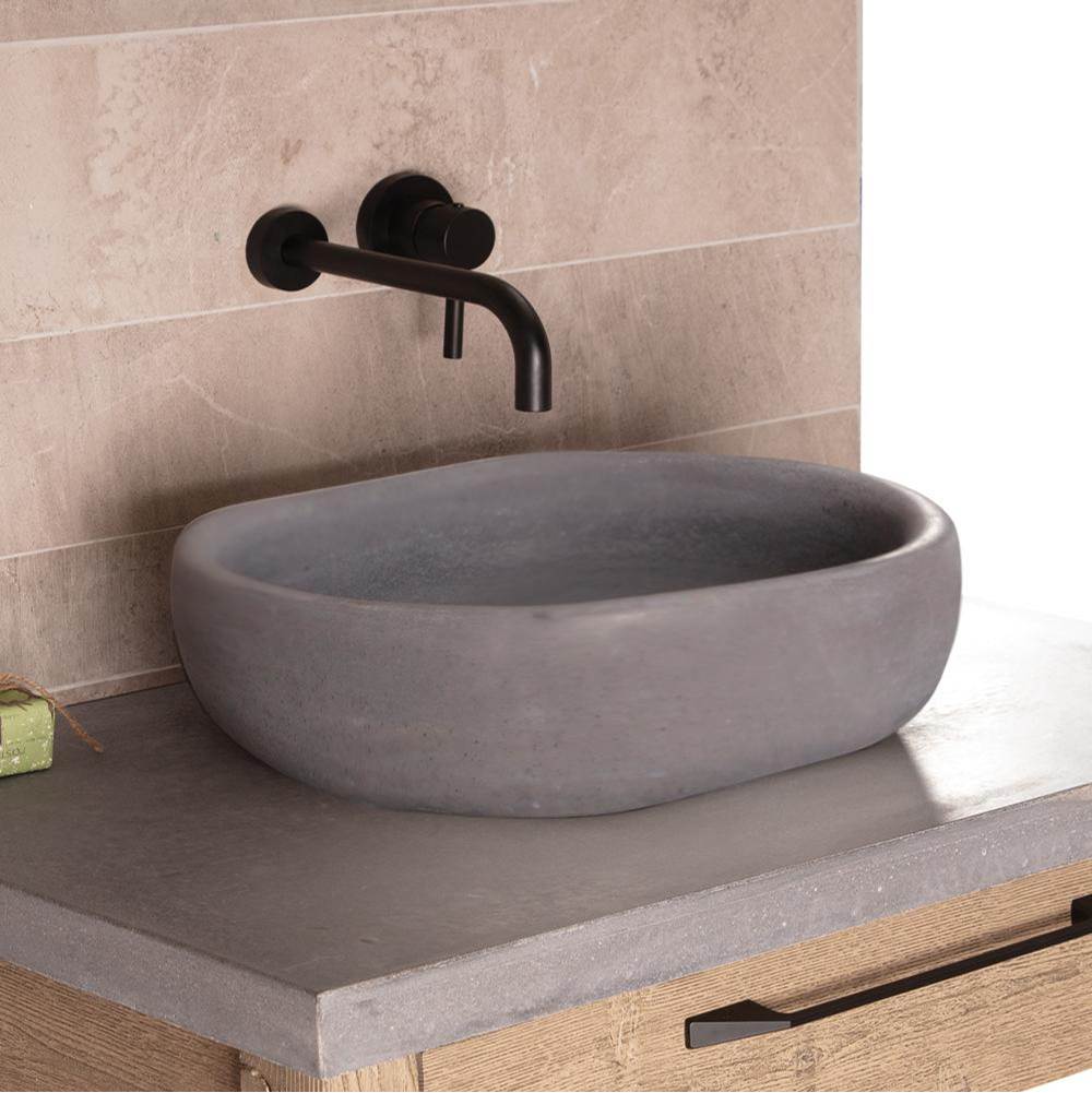 Henry Kitchen and BathLacavaVessel sink made of concrete, no overflow.