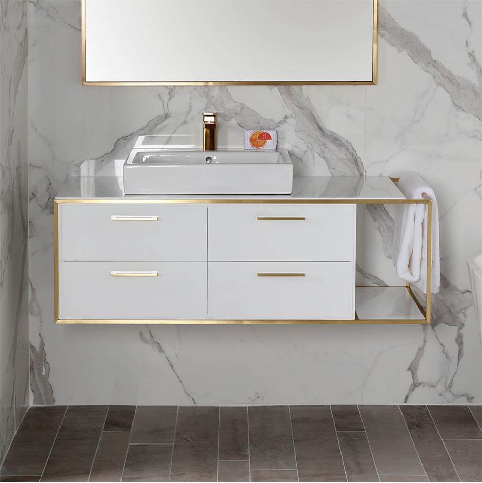 Henry Kitchen and BathLacavaMetal frame  for wall-mount under-counter vanity LIN-VS-48L. Sold together with the cabinet and countertop.  W: 48'', D: 21'', H: 16''.