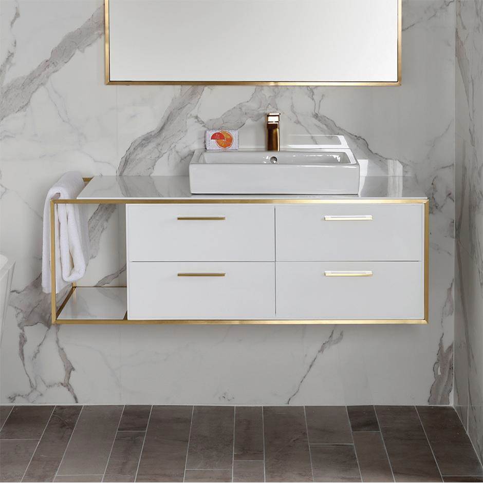 Henry Kitchen and BathLacavaMetal frame  for wall-mount under-counter vanity LIN-VS-48R. Sold together with the cabinet and countertop.  W: 48'', D: 21'', H: 16''.