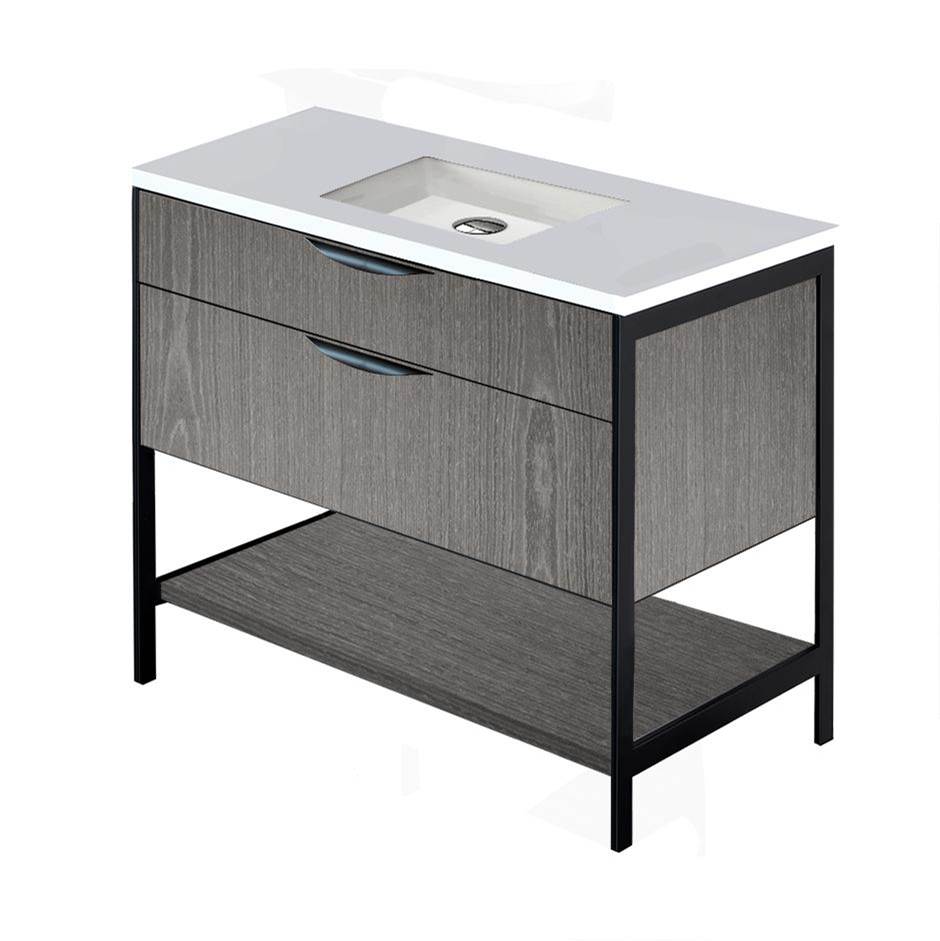 Henry Kitchen and BathLacavaMetal frame  for free standing  under-counter vanity NAV-UN-36. Sold together with the cabinet.  W: 35 1/2'', D: 21 3/4'', H: 34 1/4''.