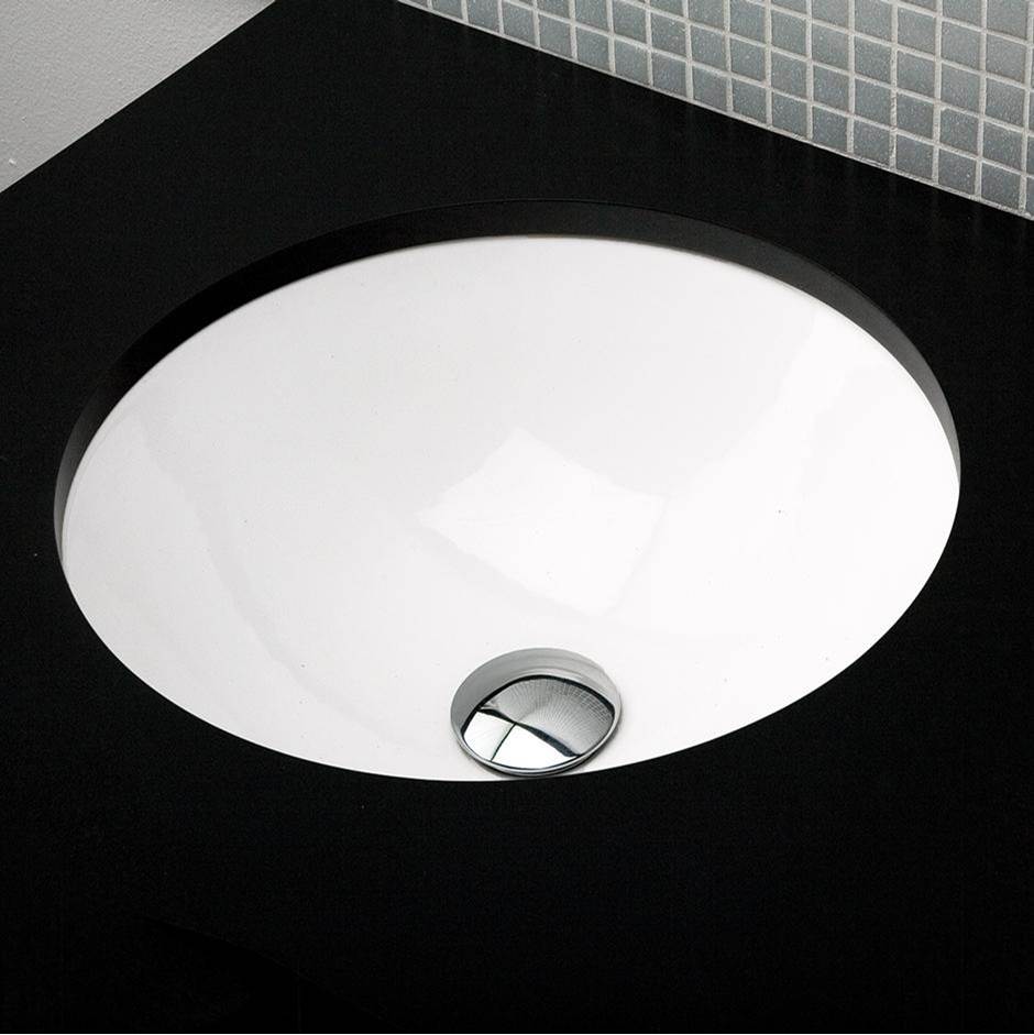 Henry Kitchen and BathLacavaUnder-counter porcelain Bathroom Sink with an overflow. Unglazed exterior. DIAM: 17 1/8'' H: 7''