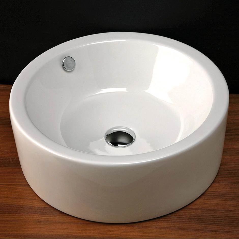 Henry Kitchen and BathLacavaVessel porcelain Bathroom Sink with overflow, finished back.19 1/4'' DIAM, 7''H