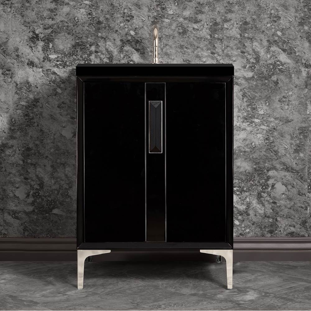 Henry Kitchen and BathLinkasinkTUXEDO with 8'' Artisan Glass Prism Hardware 24'' Wide Vanity, Black, Polished Nickel Hardware, 24'' x 22'' x 33.5'' (without vanity top)