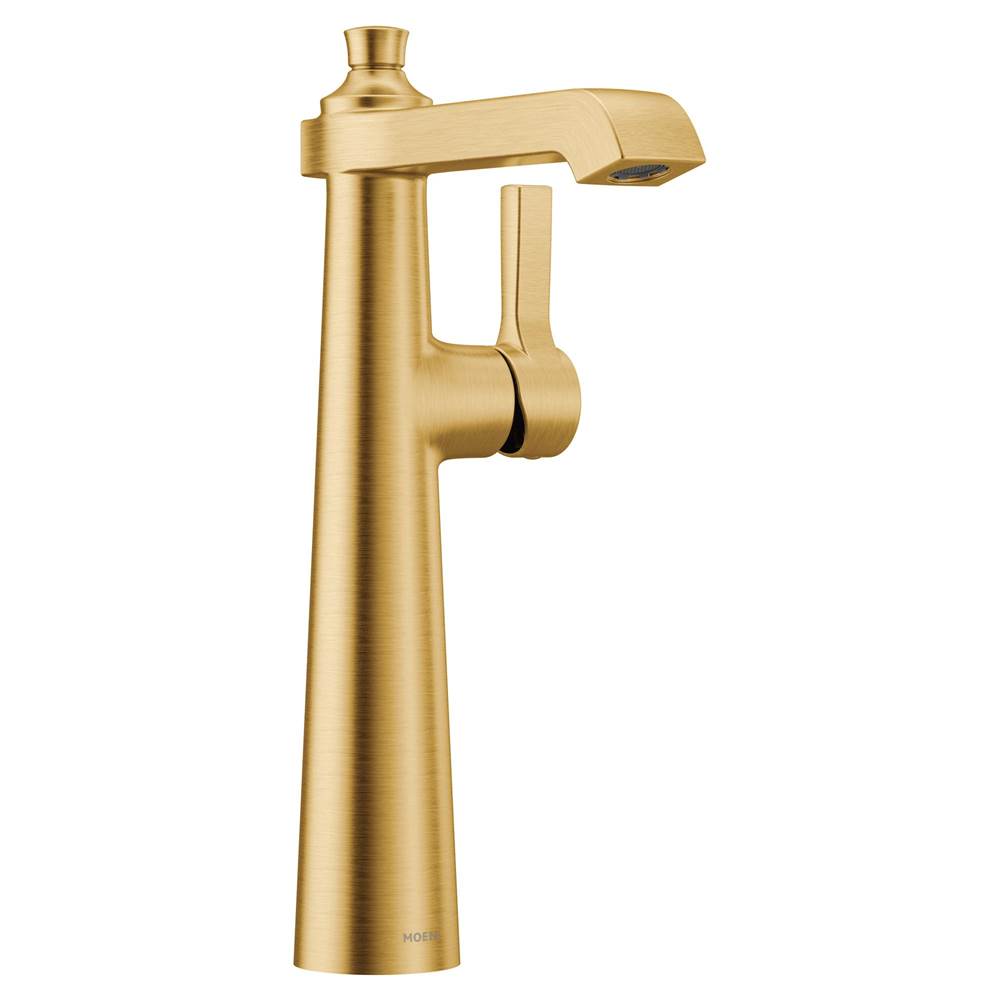 Henry Kitchen and BathMoenFlara One-Handle Single Hole Vessel Sink Bathroom Faucet, Brushed Gold