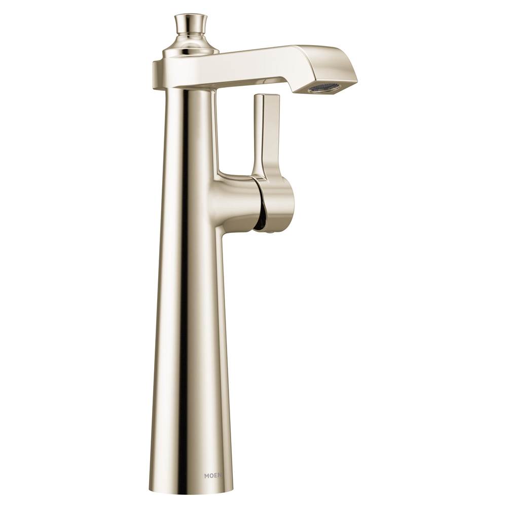 Henry Kitchen and BathMoenFlara One-Handle Single Hole Vessel Sink Bathroom Faucet, Polished Nickel