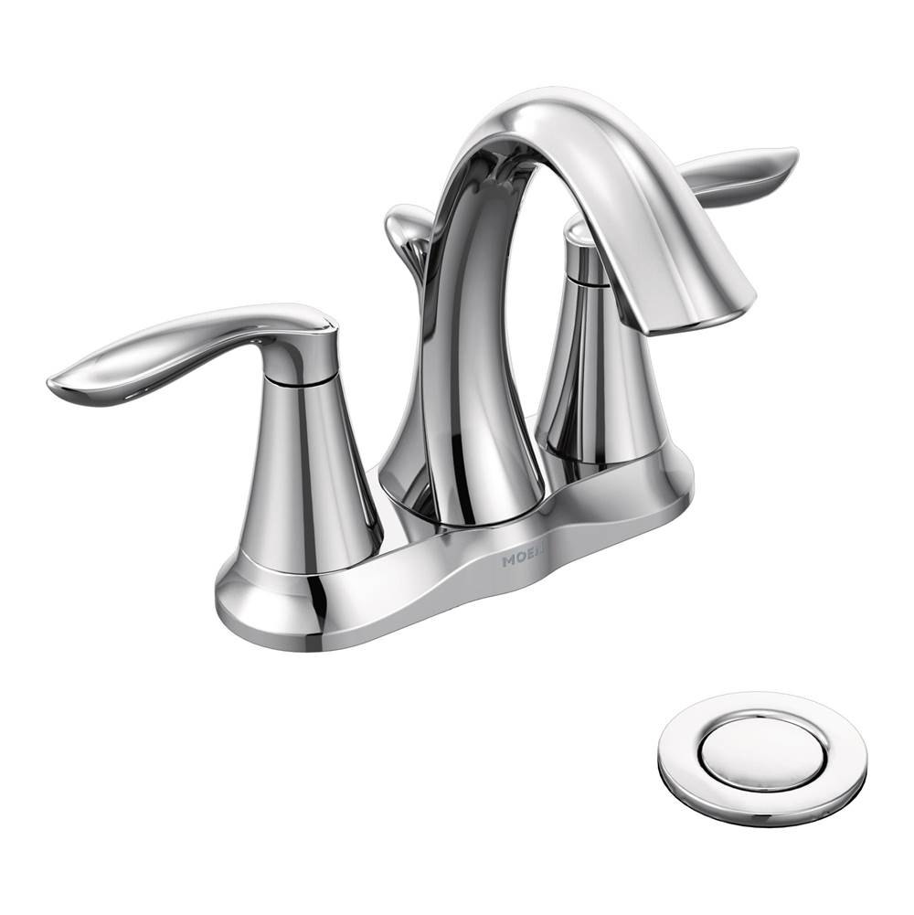 Henry Kitchen and BathMoenEva Two-Handle Centerset Bathroom Sink Faucet with Drain Assembly, Chrome