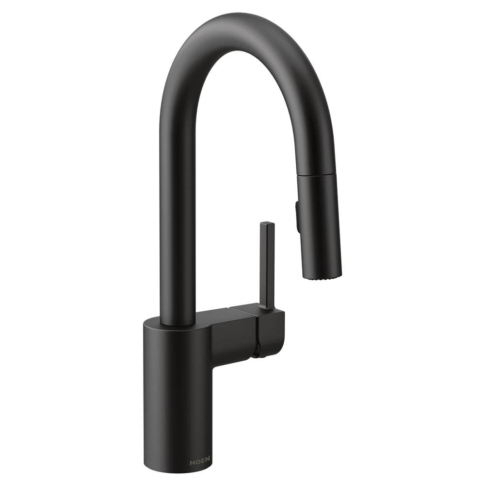 Henry Kitchen and BathMoenAlign One-Handle Pulldown Bar Faucet with Power Clean featuring Reflex, Matte Black