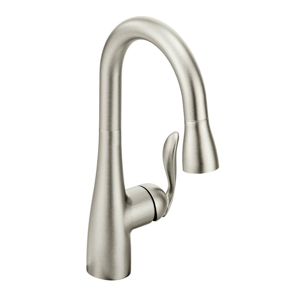 Henry Kitchen and BathMoenArbor One Handle High Arc Pulldown Bar Faucet with Reflex, Spot Resist Stainless