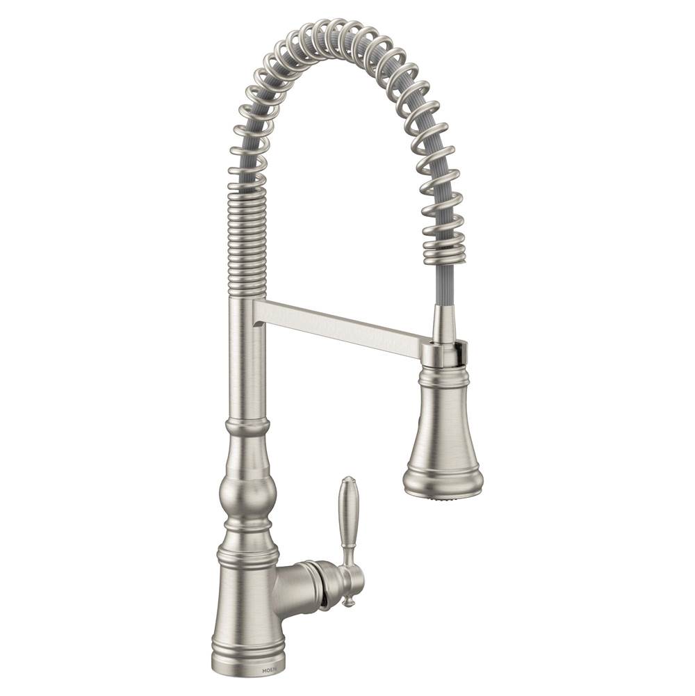 Henry Kitchen and BathMoenWeymouth One Handle Pre-Rinse Spring Pulldown Kitchen Faucet with Power Boost, Spot Resist Stainless