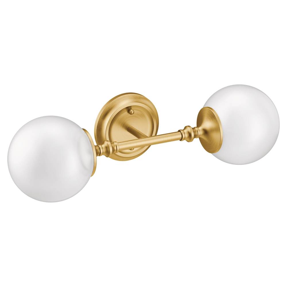 Henry Kitchen and BathMoenBrushed Gold Two Globe Bath Light