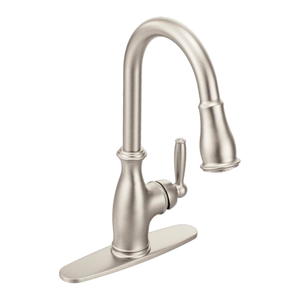 Henry Kitchen and BathMoenBrantford One-Handle Pulldown Kitchen Faucet Featuring Power Boost and Reflex, Spot Resist Stainless