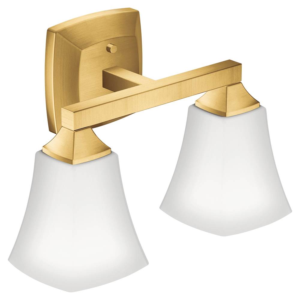 Henry Kitchen and BathMoenBrushed Gold Two Globe Bath Light