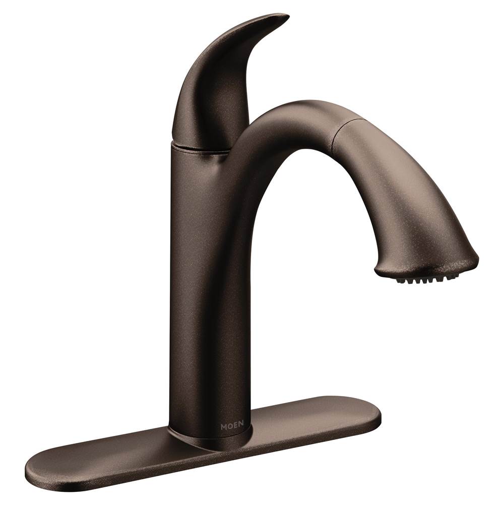 Henry Kitchen and BathMoenCamerist One-Handle Pullout Kitchen Faucet Featuring Power Clean and Reflex, Oil Rubbed Bronze