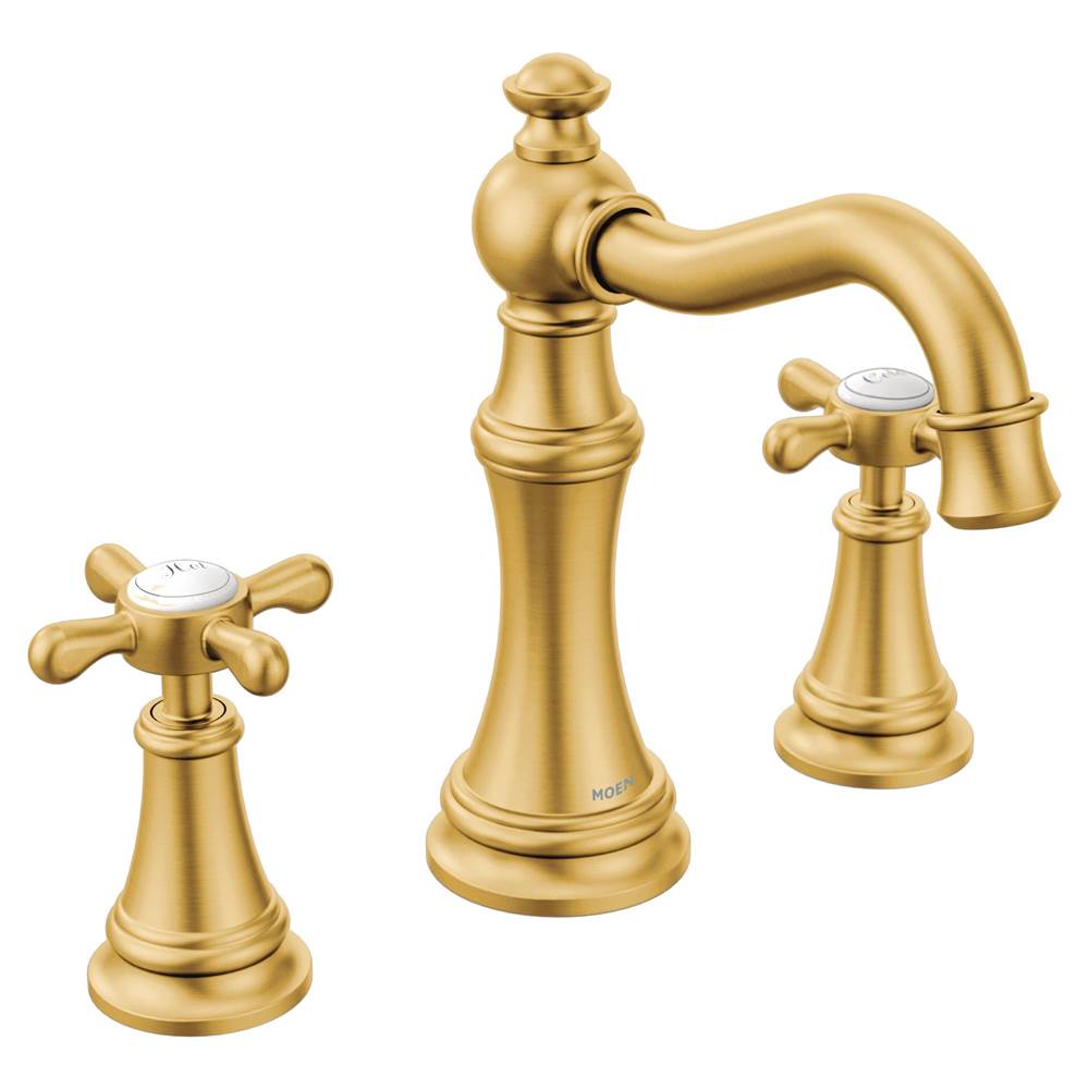 Henry Kitchen and BathMoenWeymouth Two-Handle Widespread Cross Handle Bathroom Faucet Trim Kit, Valve Required, Brushed Gold