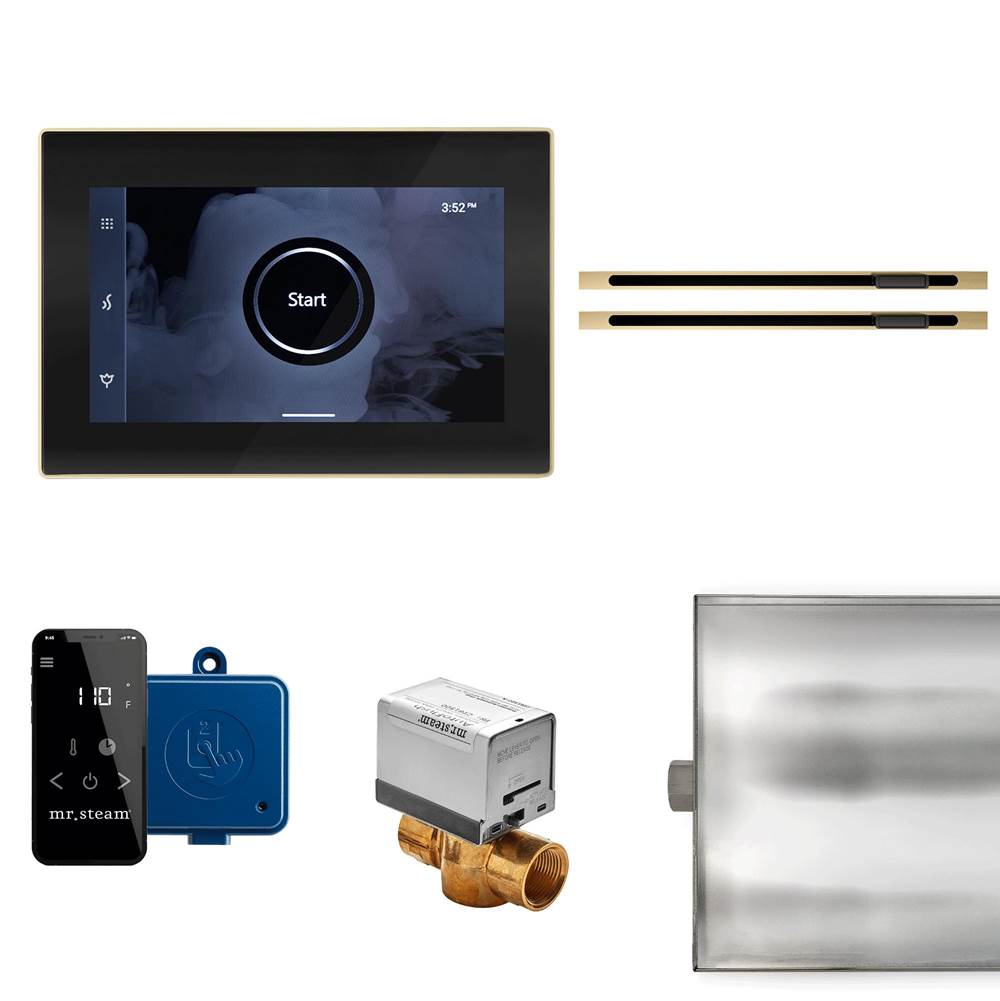 Henry Kitchen and BathMr. SteamXButler Max Linear Steam Shower Control Package with iSteamX Control and Linear SteamHead in Black Satin Brass