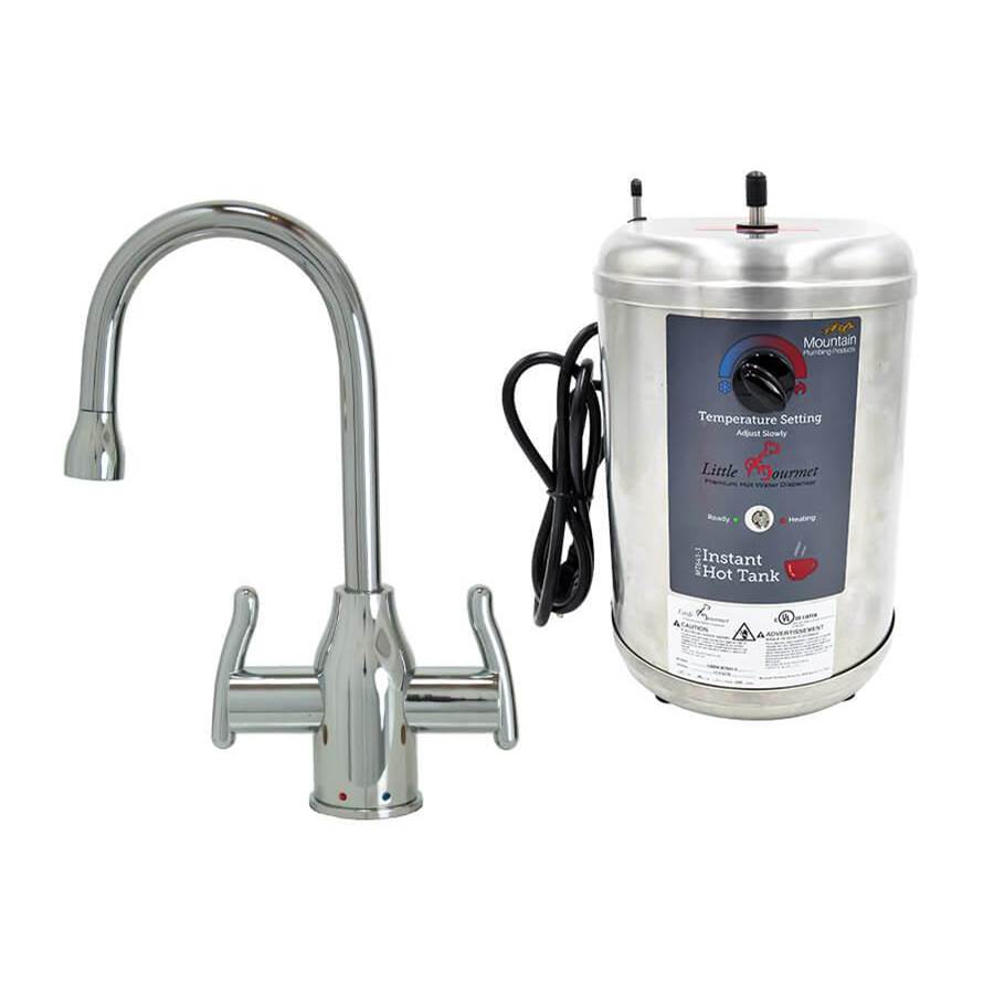 Henry Kitchen and BathMountain PlumbingHot & Cold Water Faucet with Modern Curved Body & Handles & Little Gourmet® Premium Hot Water Tank
