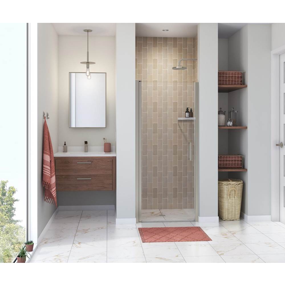 Henry Kitchen and BathMaaxManhattan 33-35 x 68 in. 6 mm Pivot Shower Door for Alcove Installation with Clear glass & Round Handle in Brushed Nickel