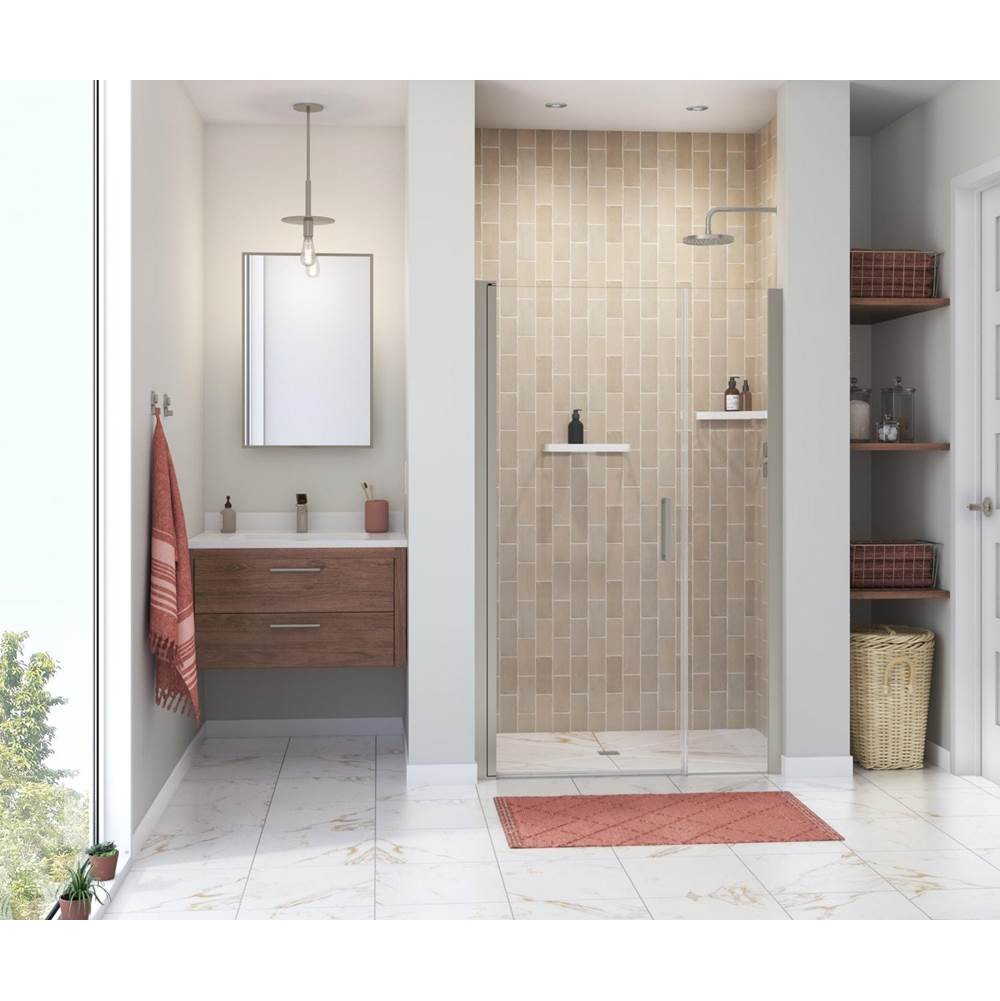 Henry Kitchen and BathMaaxManhattan 45-47 x 68 in. 6 mm Pivot Shower Door for Alcove Installation with Clear glass & Round Handle in Brushed Nickel